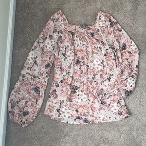 Lauren Conrad Balloon Sleeve Floral Top
